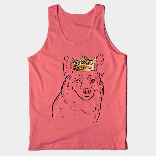 Swedish Vallhund Dog King Queen Wearing Crown Tank Top by millersye